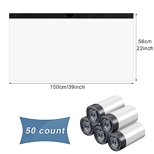 Tinlade 50 Count Jumbo Cat Litter Box Liners Large Drawstring Cat Litter Liners Bags Unscented Tear Resistant for Trash Waste to Keep Your Home Clean(39 x 22 Inch,Clear, Black)