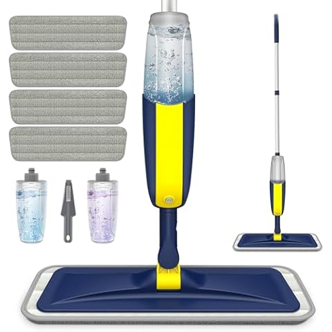 HOMTOYOU Microfiber Spray Mop with Refillable Bottles Cover