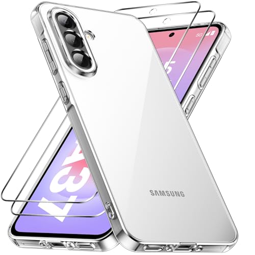 caslord Hülle für Samsung Galaxy A37 5G 1 Handyhülle mit 2 Stück Hartglas Weiche TPU Transparent Stoßfest Schutzhülle Durchsichtige Kratzfest Handyhülle Case Cover