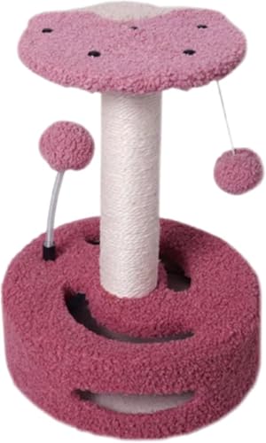 Ladfrol 猫タワー キャットタワー 爪とぎポール 爪磨き ミニ コンパクト 爪研ぎ 猫用 キャット ボール バネ 花 小型 天然麻紐 猫遊び用 運動不足解消 組立簡単 転倒防止 子猫やシニア猫にお勧め 頑丈耐久 ペット用品 (06)