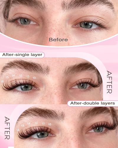 Image of Brown Lash Clusters Natural For Soft Glam 300Pcs Wispy Lashes Cluster Eyelash Cluster Extensions C Curve Individual Lashes DIY Lash Extension Waterproof & Long - Lasting (10-16mm)