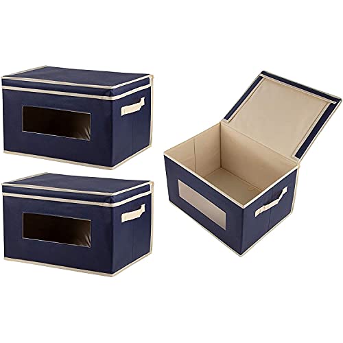 Juvale Foldable Storage Bins, Fabric Cubes (Navy, 16.2 X 10 X 12 In, 3 Pack) #TOP12