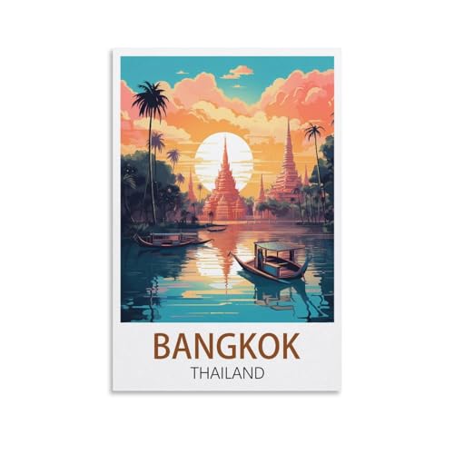 CYYHGEE Poster vintage Bangkok Thaïlande sur toile pour décoration d'intérieur, salon 20 x 30 cm
