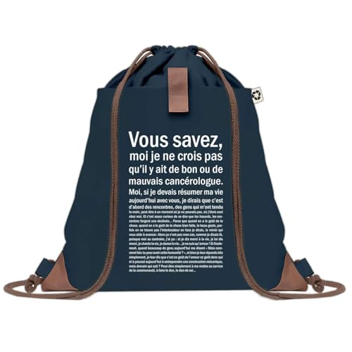 Sac à dos bleu avec pochette pour sport et gym en toile durable