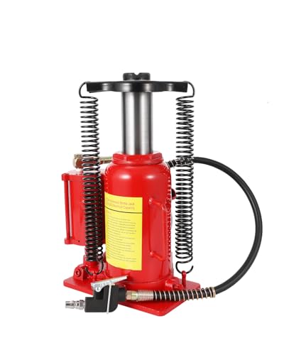 20 Ton Air Hydraulic Bottle Jack - Heavy Duty Dual Power Pneumatic/Manual Car Lift for Trucks & SUVs - Low Profile 10.2"-20.1" Lift Range, All Welded Leakproof Design with Safety Valve