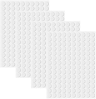 kuou 560 Pieces Screw Covers White, 140 in 1 Self-Adhesive Screw Hole Covers Sticker, 12MM Furniture Screw Covers Caps Dust-Proof Sticker for Wood Cabinet Shelve (4 Sheet), Clear
