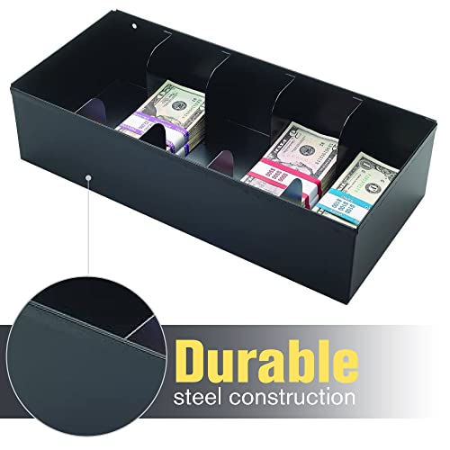 STEELMASTER by BankSupplies 5-Compartment Currency Tray, Black | 5-Compartment Cash Box | Durable Steel Construction | Money Organizer for Cash | Reliable Business Supplies - Thumbnail 3