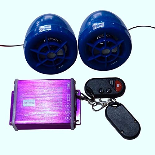 Kesoto Sistema de som de alto-falantes cromados estéreo MP3 para motocicleta Audio - Roxo + Azul