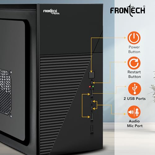 Image of FRONTECH Fiera Silver Computer Cabinet | Home & Office Use | Silver Range | Efficient Airflow Design | Front USB & Audio Ports | Top-Mounted SMPS | ATX /Micro-ATX Motherboard Support (FT-4280)