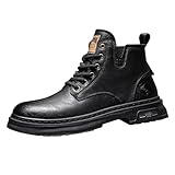 Generisch Botas clásicas para hombre de cuero impermeable a la moda zapatos de invierno de alta top zapatos deportivos botas de trabajo casuales grandes yardas hombres zapatos, Negro , 41 EU