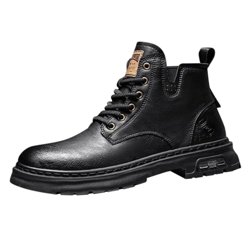 Bottines rétro en cuir homme noir aux finitions soignées