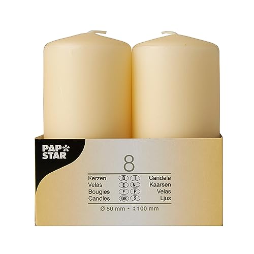 Papstar Pillar Candles Ø 50 X 100mm, Pack of 8 - Image 3