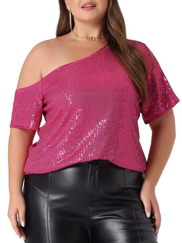 Agnes Orinda Plus Size Tops for Women One Shoulder Short