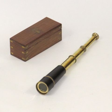 Handtooled Handcrafted Pullout Telescope with Hardwood Box