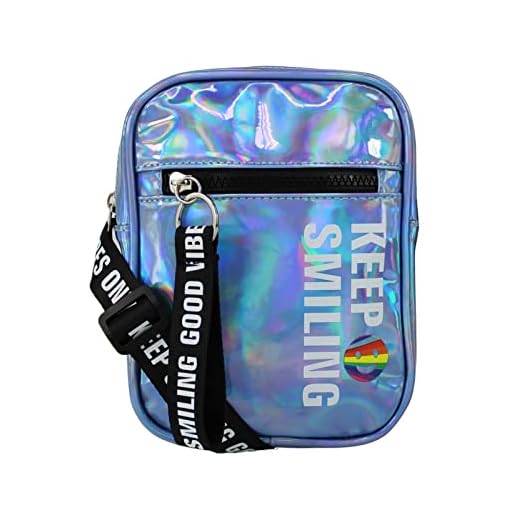 Shoulder Bag Bolsa Transversal Pequena Holográfica Azul