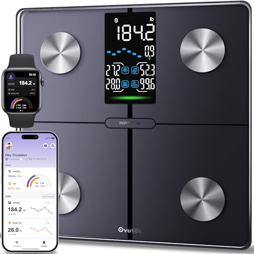 Ovutek Smart Scale for Body Weight, Professional Bathroom Digital Scale with BMI, Body Fat, Muscle Mass, Most Accurate to 0.05lb, Large Display High Accurate Body Composition Machine with Fitness App