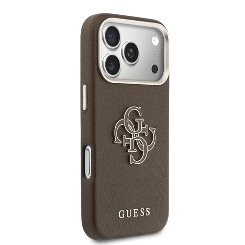 Coque iPhone 17 Pro Max Guess anti-rayures marron en résine PU durable
