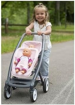 Quinny Twin Toy Pretend Play Pushchair for Dolls and Baby Dolls in Light Pink