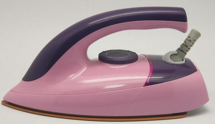 Tango Dry Iron 2 en 1 Plancha de mano para ropa, suela antiadherente, plancha para ropa con 3 ajustes de temperatura, color rosa y negro