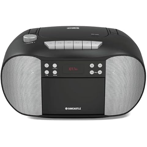 Oakcastle BCX10 Portable CD Player Boombox | Cassette Player & FM Radio | 2.0 Stereo Sound | Cassette Recorder | 15hr Playtime with Batteries | LED Display, Headphone Jack, Simple Controls Cover