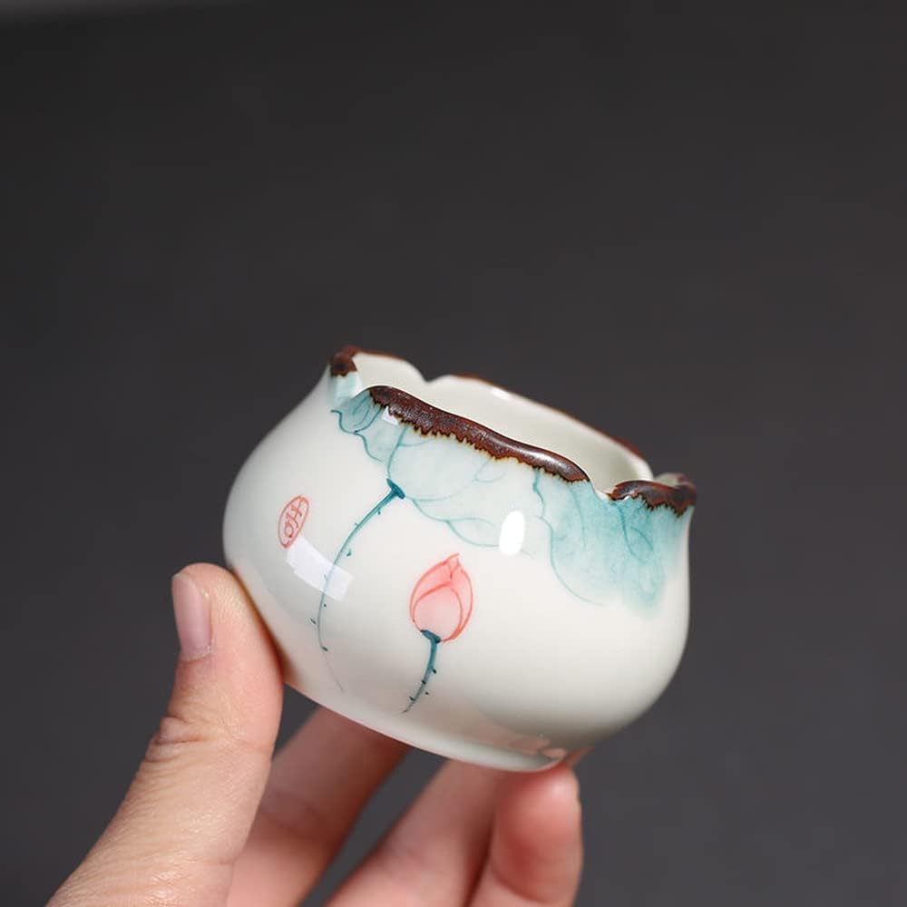 XIALON 3.2inch Ceramic Hand Painted Lotus Pattern Tea Filter Kung Fu Tea Set Tea Strainer