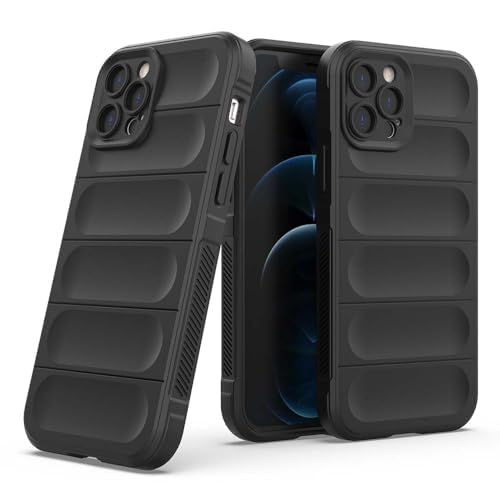 Image of TOUCCH iPhone 12 Pro Silicone Back Bumper Case| Shock Proof Design & Camera Protection | Premium Rubberised Cover (Microfiber Lining) for Apple iPhone 12 Pro | Matte Silicone - Black
