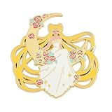 Anime Sai-lor-Moon Enamel Pins, Tsukino Usagi Moon Red Rose Flower Brooch Metal Badges Gifts for Wom