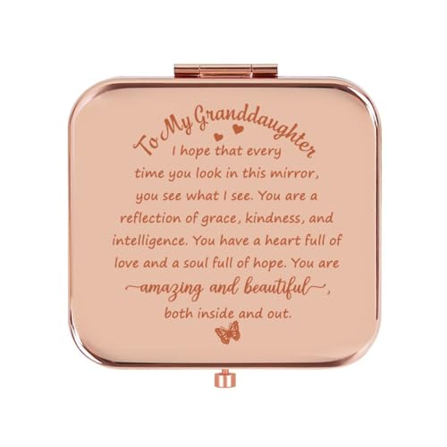 GLINTZ Granddaughter Gifts from Grandma,Granddaughter Gifts, Birthday Gifts for Granddaughter,to My Granddaughter Makeup Compact Mirror Rose Gold