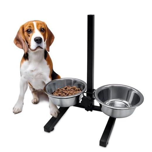 Hunde Futterstation höhenverstellbar - 2 Schüsseln - Futterbar Futternapf Fressnapf Wassernapf für Innen und Außen