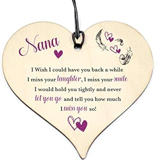 Handmade Wooden Hanging Heart Plaque Keepsake NANA have you back Sign Memorial Birthday Gift Grave #1150