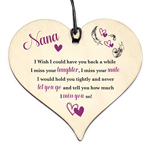 Handmade Wooden Hanging Heart Plaque Keepsake NANA have you back Sign Memorial Birthday Gift Grave #1150
