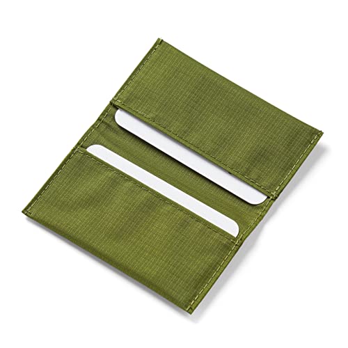 Allett Card Holder Wallet, Cala Green | Nylon, Bifold, Holds 2-12 Business Cards, Thin, Minimalist, Front Pocket | For Men and Women2