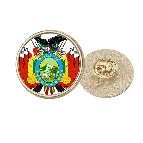 Broche Bolivie dorée insigne métallique rond taille M pour blazer
