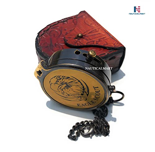Brújula de bolsillo vintage de latón grabada Eagle Compass miniatura 4