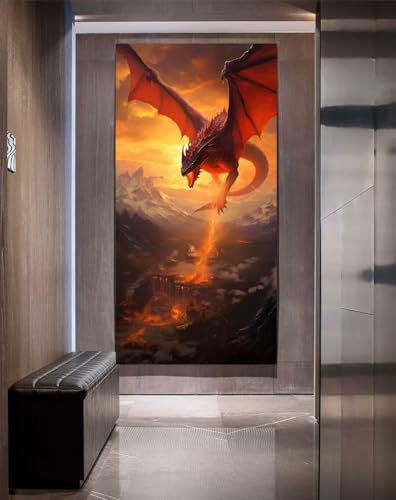 Diamond Painting dragon de feu pour salon, décoration murale géante 160x80cm