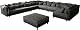 Wohnlandschaft Delife Couch Clovis XXL Schwarz mit Hocker