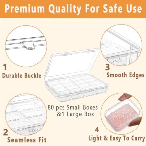 Image of 102pcs Bead Storage Containers, Bead Organizer Boxes And Craft Storage Boxes For Bracelet Making Diy Jewelry Craft Nails, Bracelets, Jewelry, Diamonds, Clay Beads, Screws(6 Pack 96pcs)