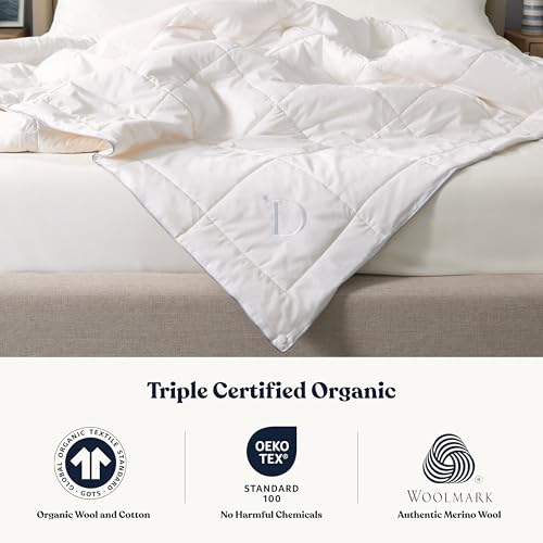 Delara Organic Merino Wool Duvet Insert - GOTS, Oeko-TEX & Woolmark Certified, 400TC Organic Cotton Shell, 500 GSM All-Season Warmth, Baffle Box Construction, Machine Washable - King by Delara - Image 5
