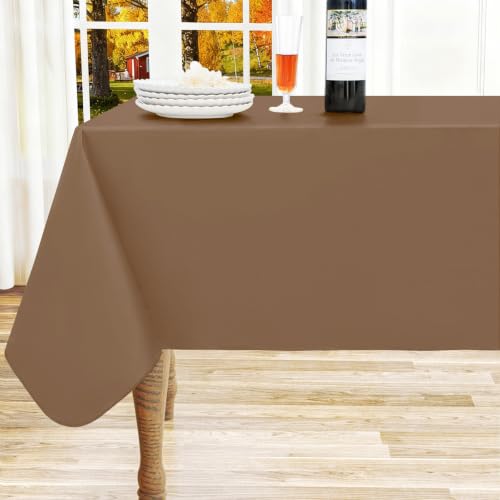 homing Rectangle Brown Vinyl Waterproof Tablecloth with Flannel Backed