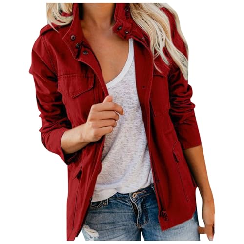 Sonnena Chaquetas Anorak Militares Informales Para Mujer Ligeras Estilo Safari Con Cremallera Y Bolsillos Para Primavera Y OtoñO Chaqueta De Trabajo De Primavera Y OtoñO