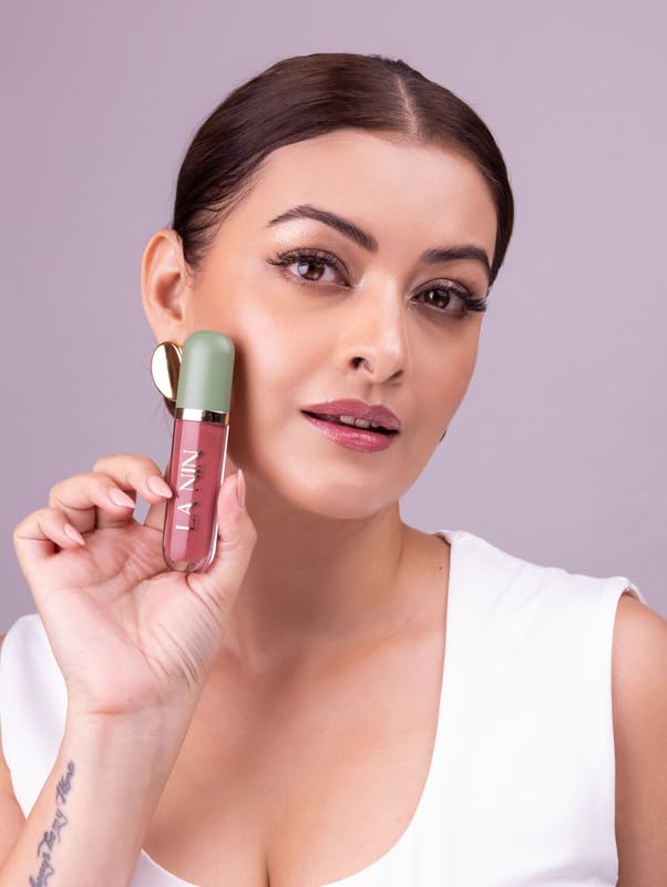 Image of La Nin Skinny Dip Peptide Infused Lip Oil First Love | Light Pink for Women | Peptide Lip Oil for Soft Smooth Lips | Glossy Non Sticky Finish | 6 ml
