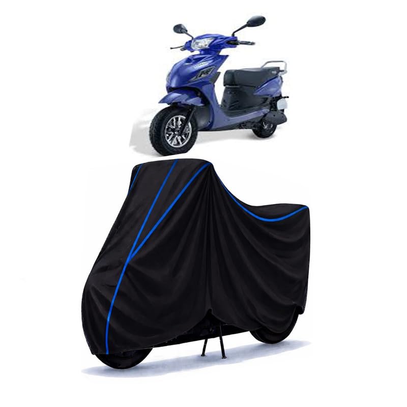 Image of Scooty Cover Water Resistant for ETrance Neo Standard | Universal Scooter & Bike Cover | Heavy Duty UV Dust, Rain & Scratch Protection | Elastic Fit All Weather Indoor Outdoor | Black with Blue Piping