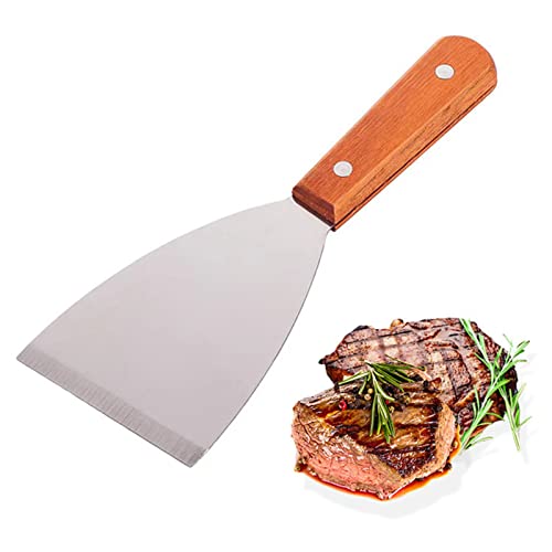 Raspador De Parrilla EspáTula De Acero Inoxidable Durable EspáTula De Acero Inoxidable Para Asar Carne Teppanyaki Y Limpiar SartéN Para Parrilla,Apto Para Lavavajillas