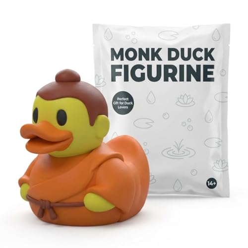 Monk Duck Collectible Figurine - Unique Zen Meditation Desk Decor for Home or Office Display - 3D Printed in Canada