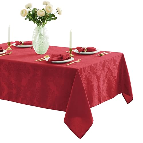 Newbridge Christmas Barcelona Damask 60x120 Inch Rectangle Tablecloth, Red