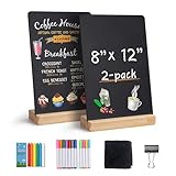 SELEAD Small Chalkboard Words Sign - 2 Pack 8x12 Inch Tabletop Decorative Chalk Board with Wooden Stand, Double-Sided Erasable Message Menu Board for Food, Store, Business, Wedding