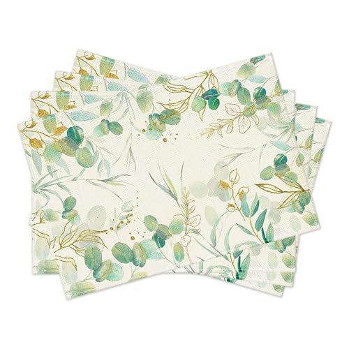 Juego de 4 Manteles Individuales Lavables Tapete Mesa Comedor de Lino Manteles Individuales Antimanchas Impresos Manteles Individuales Rectangulares para La Mesa de Comedor,Cocina,Boda(30cmx45cm)