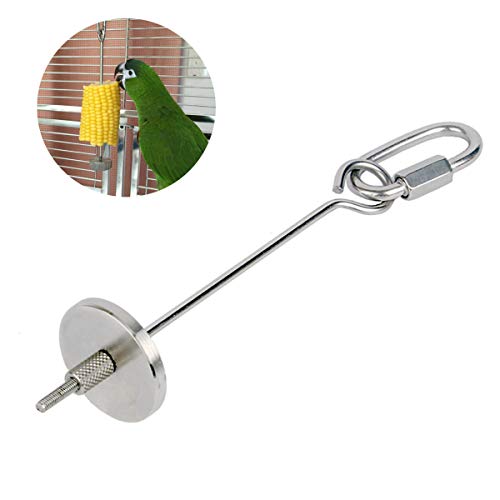 Bird Food Holder Stainless Steel Fruit Vegetable Stick Skewer for Parrots Cockatoo Cockatiel