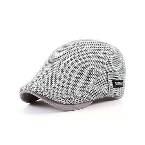 Chapeau de maille respirant ete reglable gris style flat cap ventilé