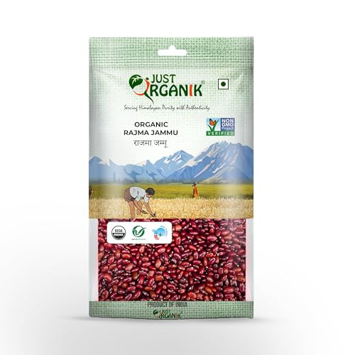 Image of Just Organik - Organic Rajma Jammu 2 Kg (2 x 1kg), 100% Organic | Jammu Rajma Pack of 2 | Red Kidney Beans | Organic Red Rajma| Rajma from Himalayas | Protein Rich Beans